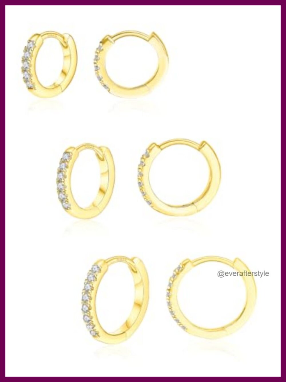 3 Pair Moissanite Huggie Hoop Earrings 925 Sterling Silver Hypoallergenic